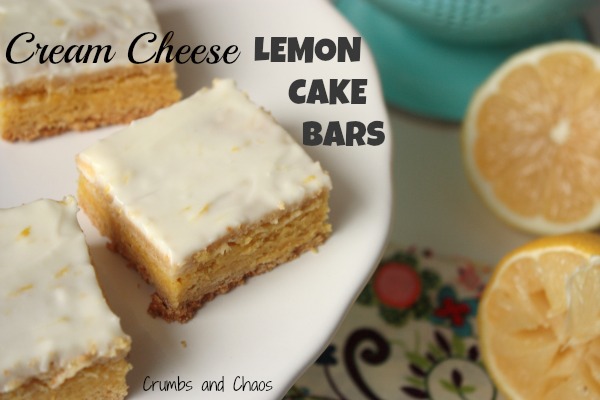 Cream Cheese Lemon Cake Bars | Crumbs and Chaos  #lemon #desserts   www.crumbsandchaos.dreamhosters.com