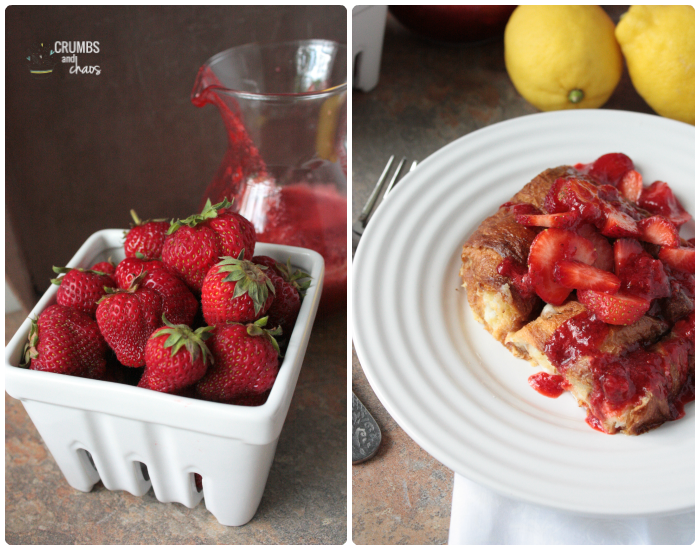 Strawberry Croissant French Toast | Crumbs and Chaos #strawberry #breakfast #frenchtoast www.crumbsandchaos.dreamhosters.com