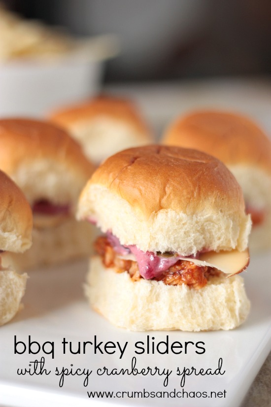 BBQ Turkey Sliders with Spicy Cranberry Spread and King's Hawaiian Rolls from Crumbs and Chaos