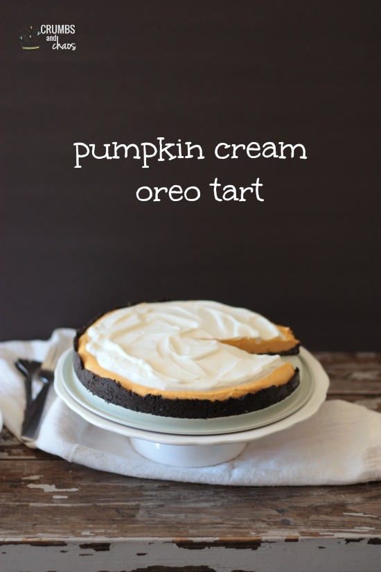 Pumpkin Cream Tart with Oreo Crust | Crumbs and Chaos #pumpkin #holiday #dessert www.crumbsandchaos.dreamhosters.com