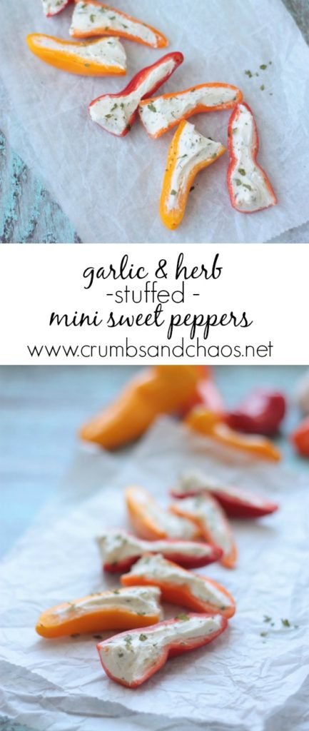 Garlic & Herb Stuffed Peppers | Crumbs and Chaos