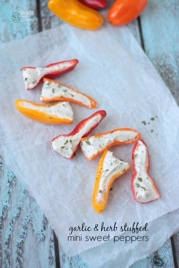 Garlic & Herb Stuffed Mini Sweet Peppers | Crumbs and Chaos