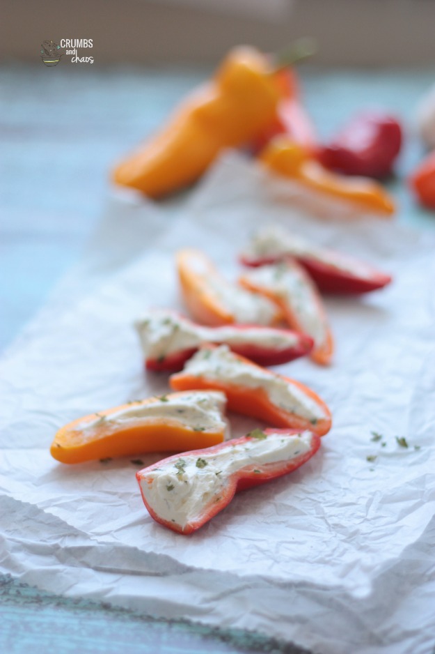 Garlic & Herb Stuffed Mini Sweet Peppers | Crumbs and Chaos