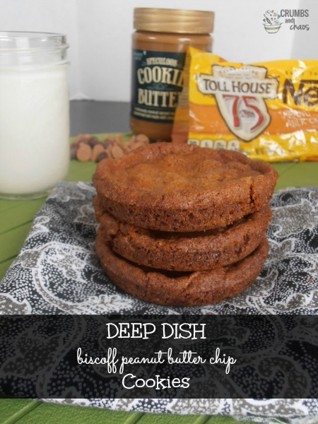 Deep Dish Biscoff Peanut Butter Chip Cookies | crumbsandchaos.dreamhosters.com | #cookies #biscoff #peanutbutter