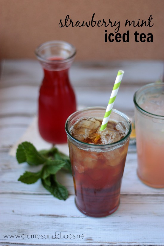 Strawberry Mint Iced Tea | Strawberry Mint Syrup | Crumbs and Chaos