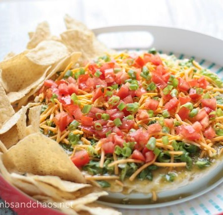 Salsa Verde Taco Dip | recipe on www.crumbsandchaos.dreamhosters.com