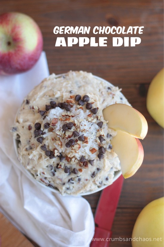 German Chocolate Apple Dip | recipe on www.crumbsandchaos.dreamhosters.com