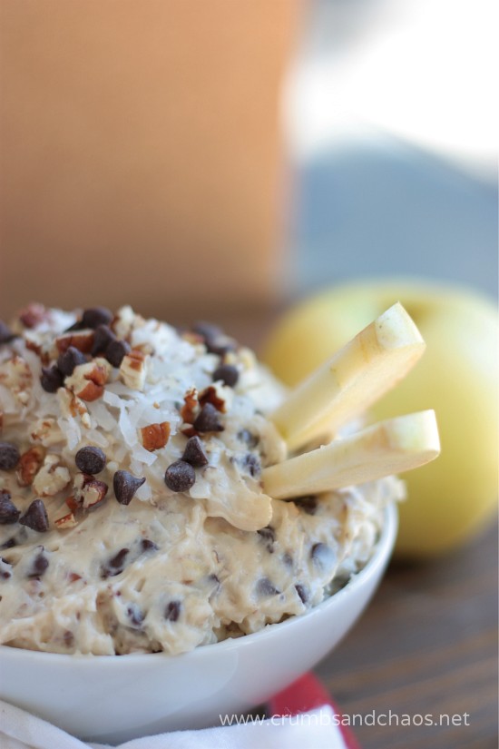 German Chocolate Apple Dip | recipe on www.crumbsandchaos.dreamhosters.com