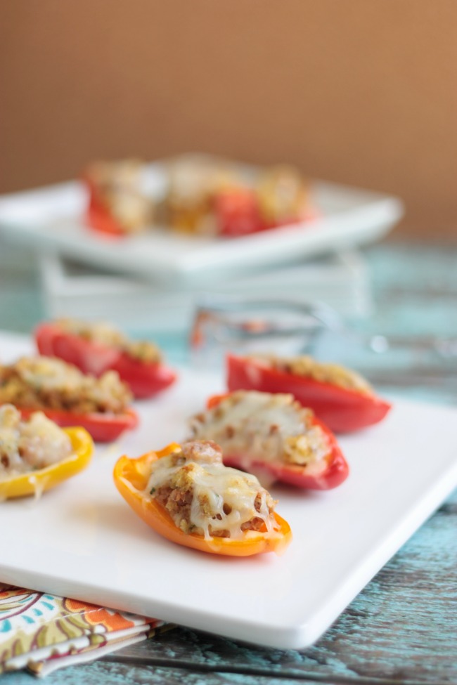 Sausage Stuffed Mini Peppers | Crumbs and Chaos