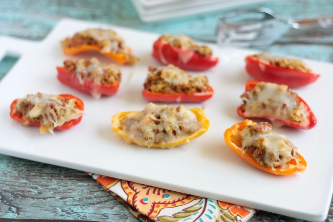 Sausage Stuffed Mini Peppers | Crumbs and Chaos