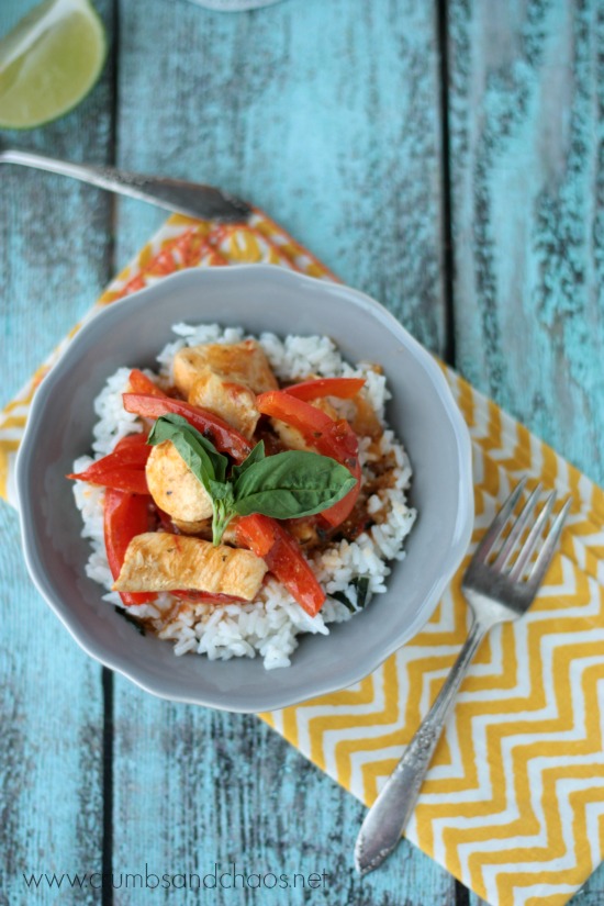 Thai Coconut Curry with Lime Basil Rice | Crumbs and Chaos