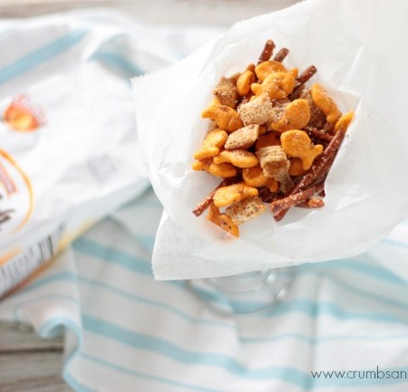 Cheesy Garlic Snack Mix | Crumbs and Chaos