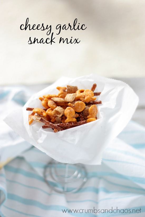 Cheesy Garlic Snack Mix | Crumbs and Chaos