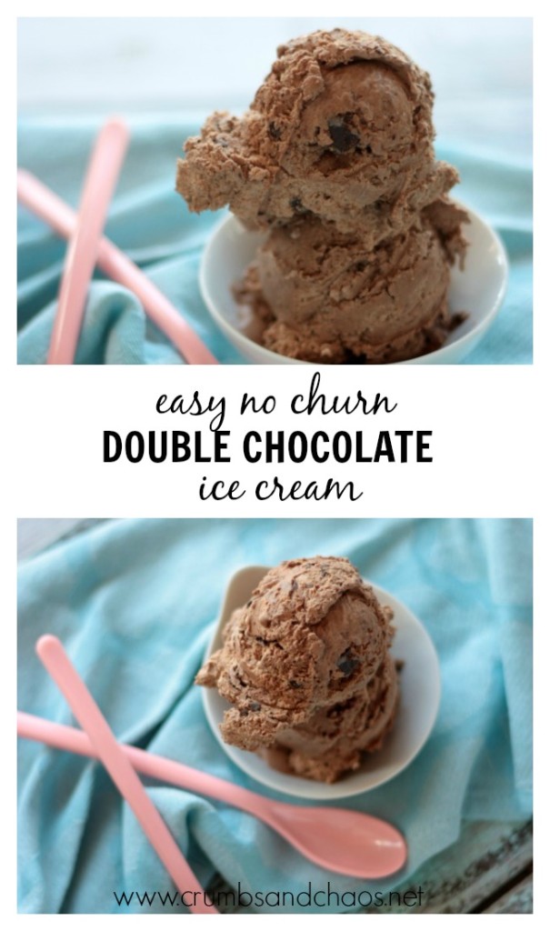 Double Chocolate Ice Cream | get the recipe for this easy, no churn ice cream on Crumbs and Chaos