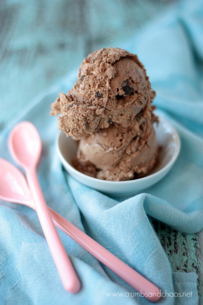 Double Chocolate Ice Cream | get the recipe for this easy, no churn ice cream on Crumbs and Chaos