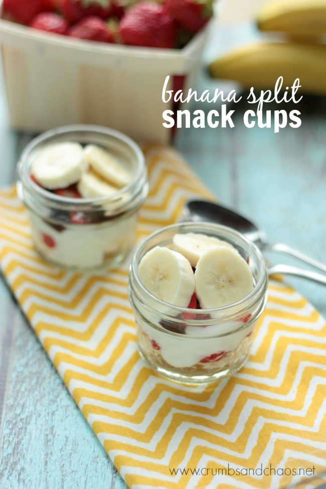 Banana Split Snack Cups | Crumbs and Chaos