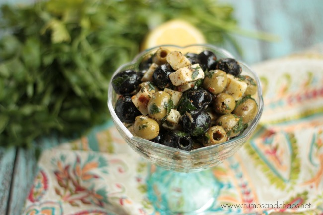 Marinated Olives & Manchego Cheese | recipe on Crumbs and Chaos