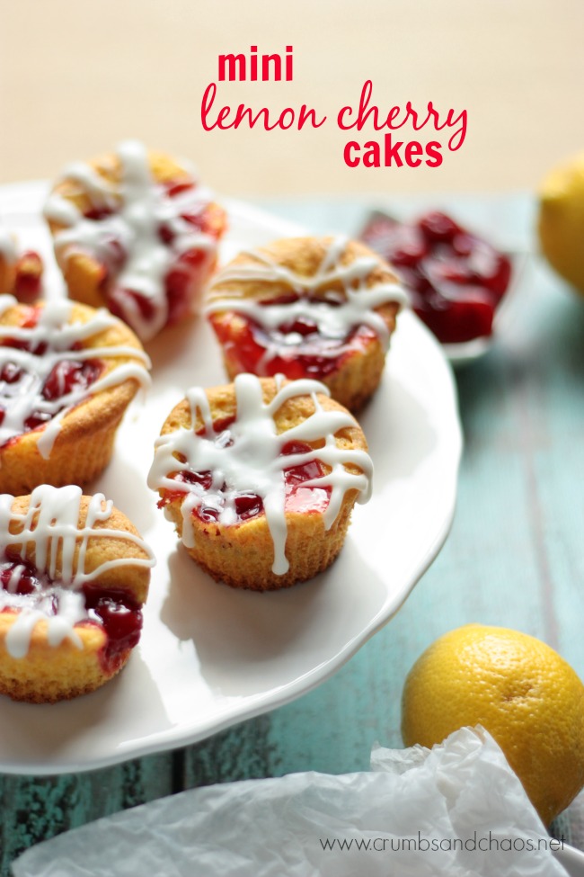 Mini Lemon Cherry Cakes | recipe on Crumbs and Chaos