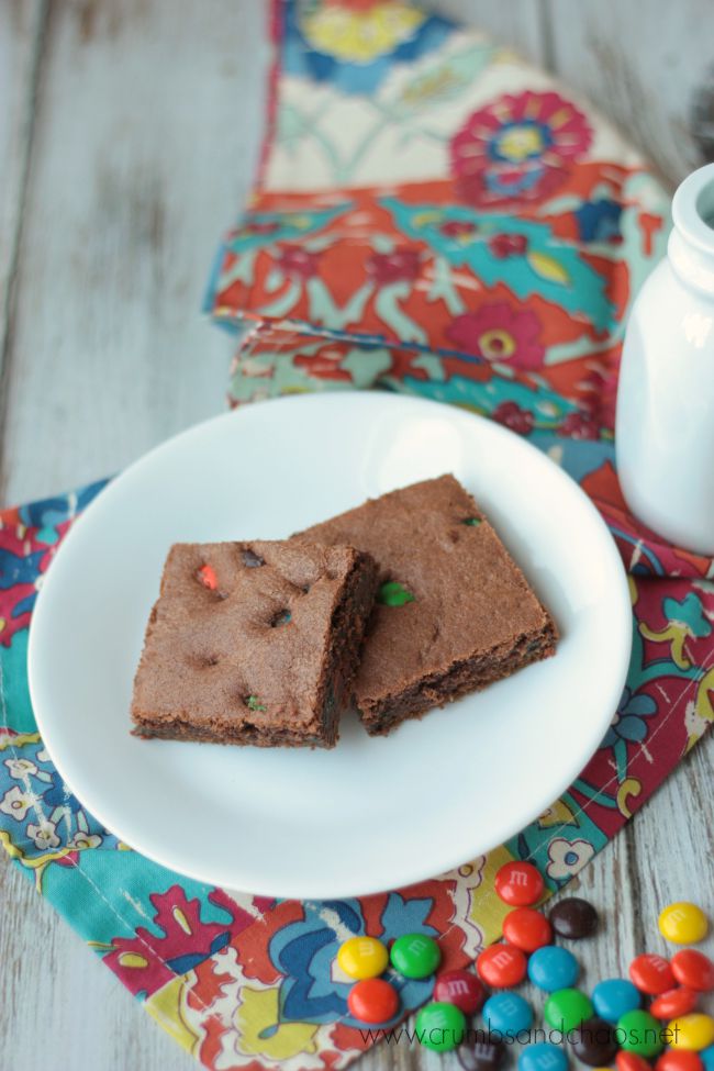 Chocolate M&M Cookie Bars | Crumbs and Chaos