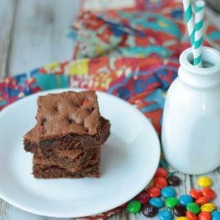 Chocolate M&M Cookie Bars | Crumbs and Chaos