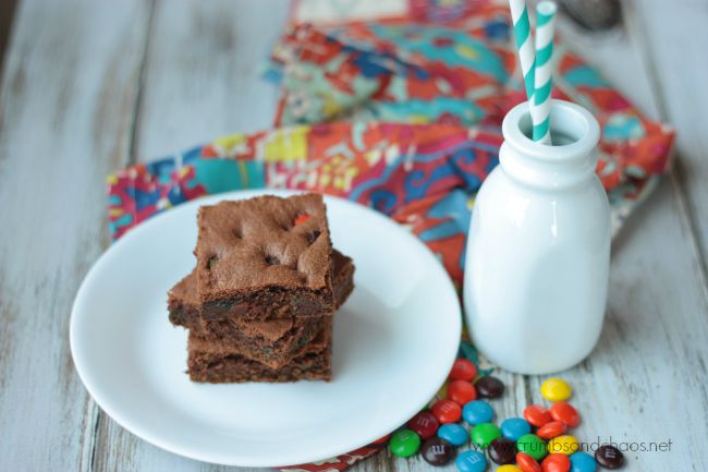 Chocolate M&M Cookie Bars | Crumbs and Chaos