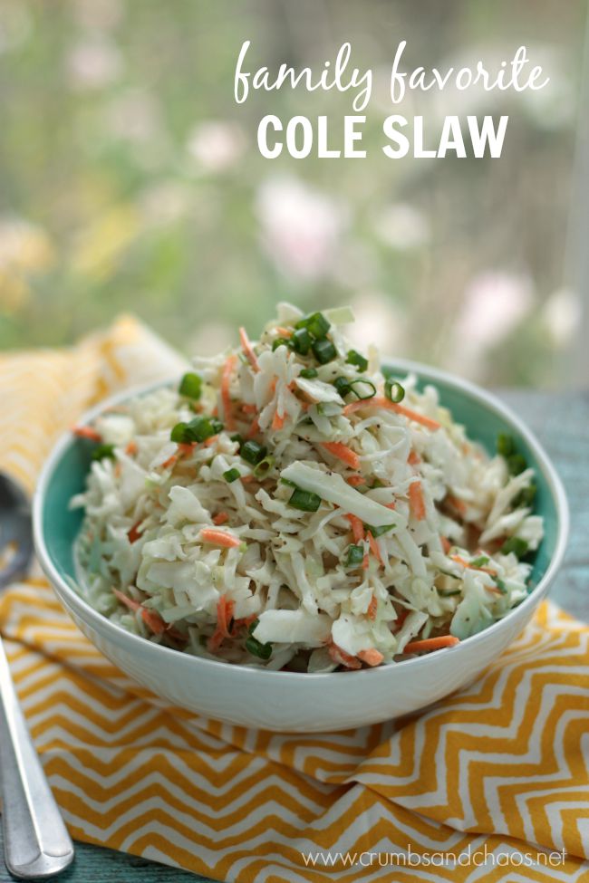 Family Favorite Cole Slaw | Crumbs and Chaos An easy, make ahead side for any BBQ or gathering!