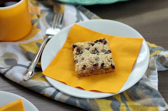 Pecan Chocolate Chip Cream Cheese Bars | Crumbs and Chaos