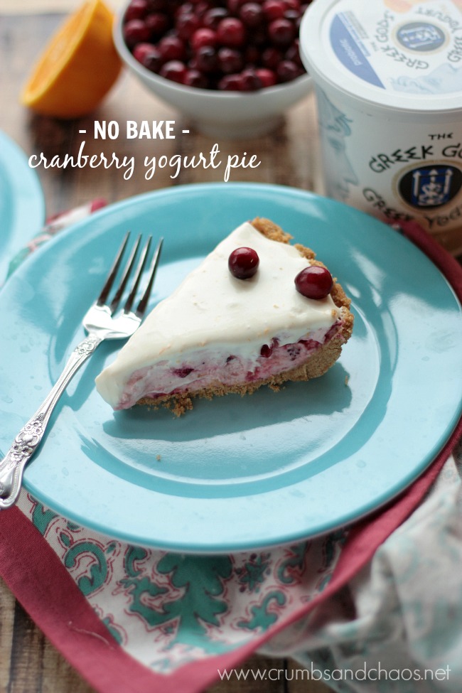 No Bake Cranberry Yogurt Pie | Crumbs and Chaos