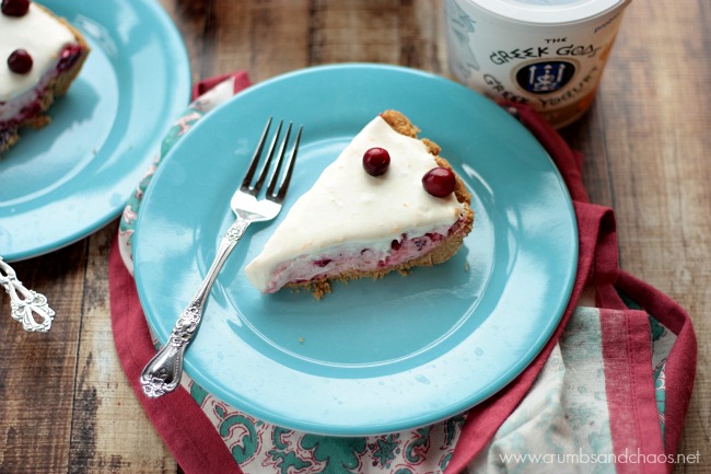 No Bake Cranberry Yogurt Pie | Crumbs and Chaos