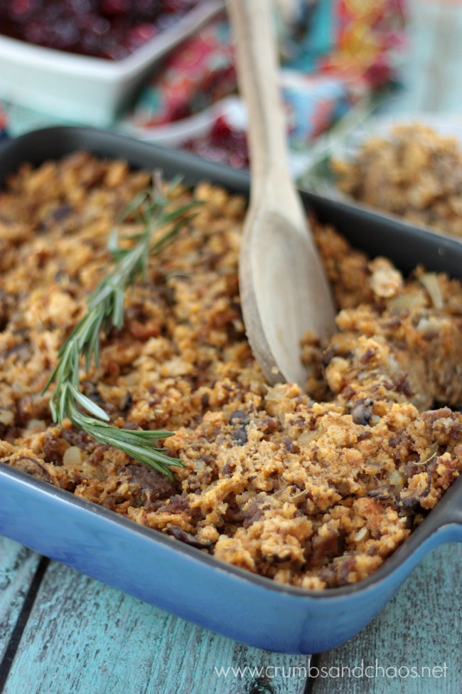 Sausage & Mushroom Cornbread Stuffing | Crumbs and Chaos