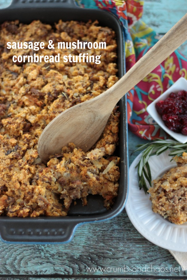 Sausage & Mushroom Cornbread Stuffing | Crumbs and Chaos