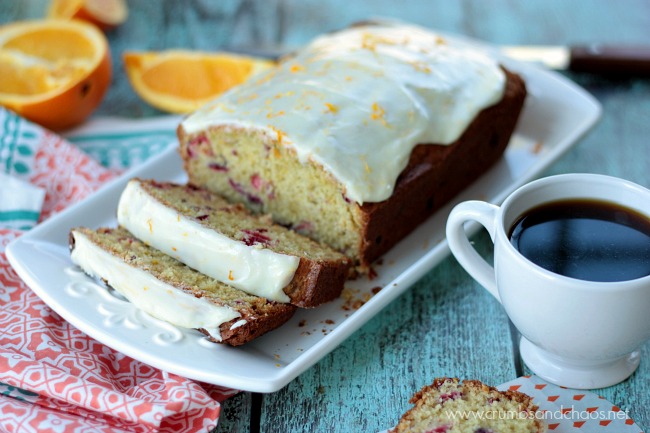 Iced Cranberry Orange Bread | Crumbs and Chaos