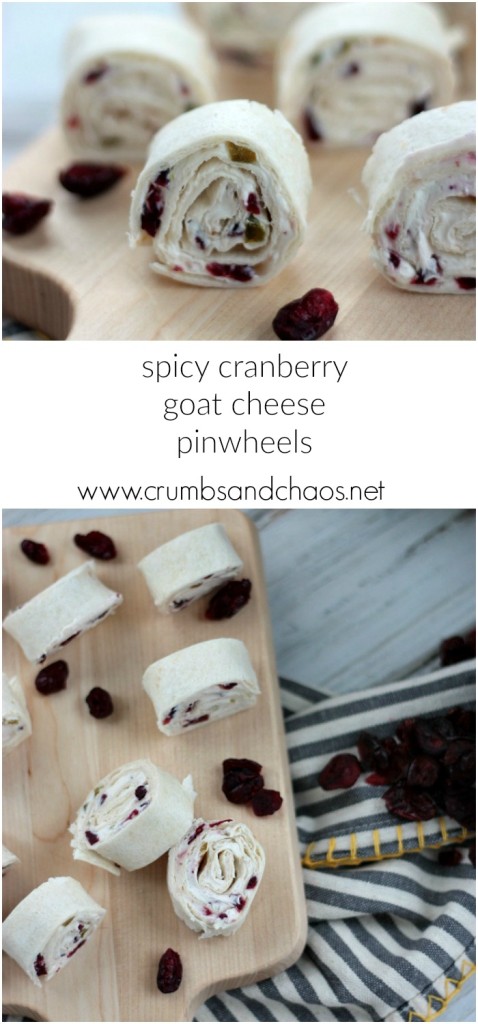 Spicy Cranberry Goat Cheese Pinwheels | Crumbs and Chaos