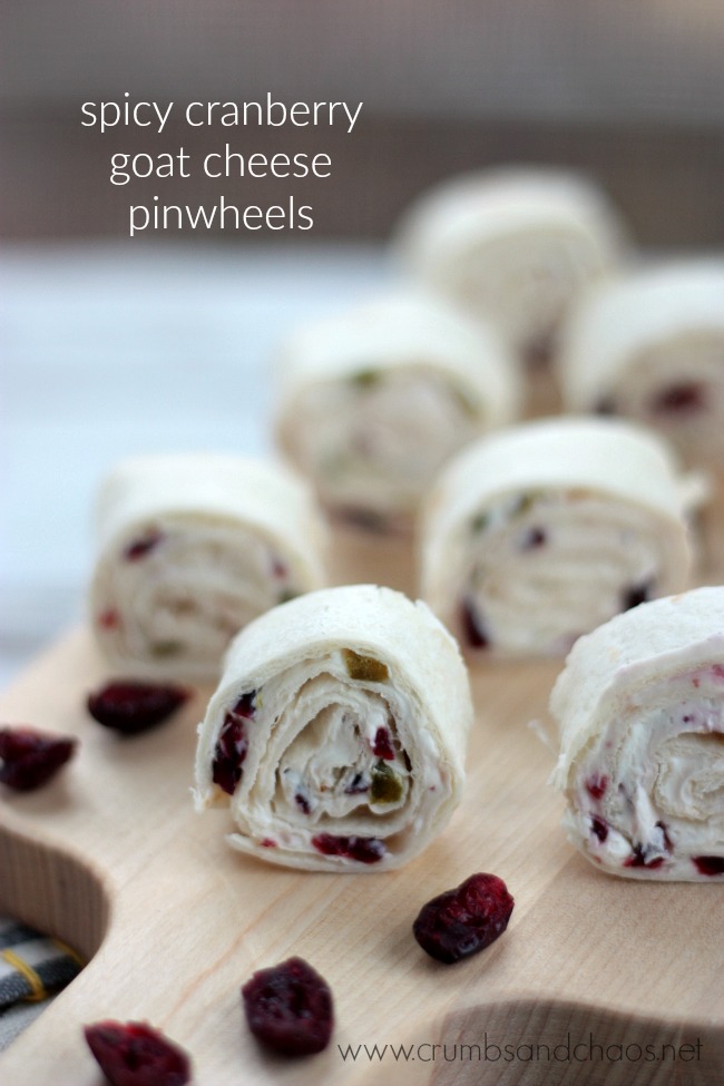 Spicy Cranberry Goat Cheese Pinwheels | Crumbs and Chaos