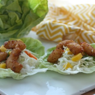 Spicy Honey Popcorn Shrimp Lettuce Wraps