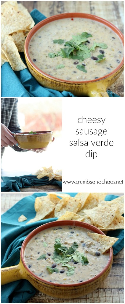 Easy to make, Cheesy Sausage Salsa Verde Dip is packed full of flavor and so good!!