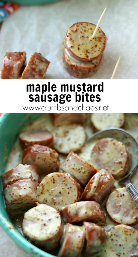 4 ingredient appetizer for the win, Maple Mustard Sausage Bites are easy to make and they'll be a crowd favorite!