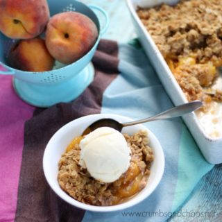 Summer in a sweet dessert! Peach Crisp is a delicious way to enjoy fresh peaches!