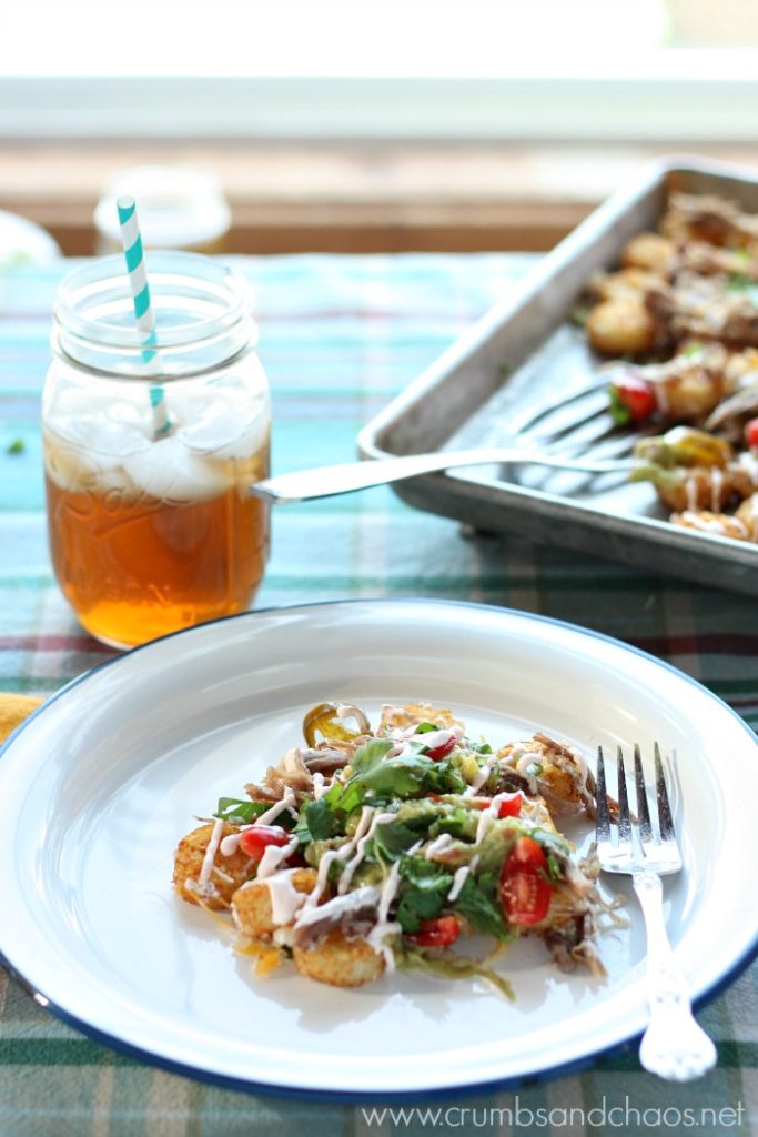 Your entire family will love this twist on nachos! Pulled Pork Totchos are delicious any night of the week!