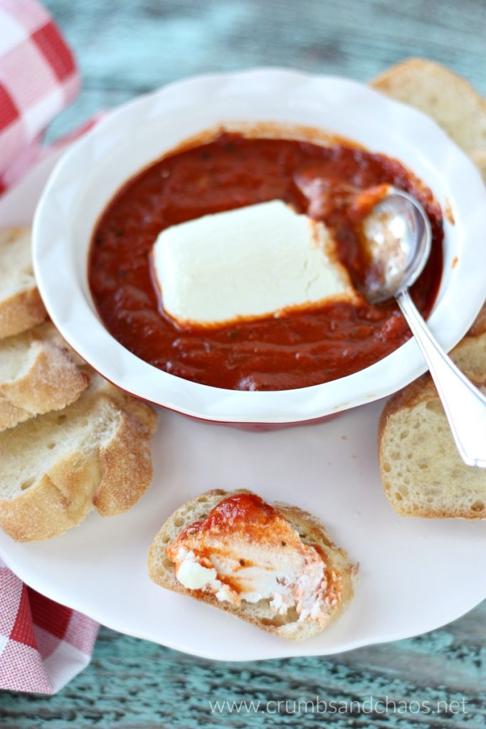 2 ingredient appetizer in 20 minutes, Goat Cheese Marinara Dip is perfect for any Italian feast!