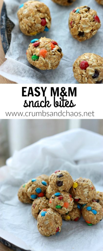 Easy M&M Snack Bites are great to have on hand for easy anytime snacking and you only need 5 ingredients to make them!